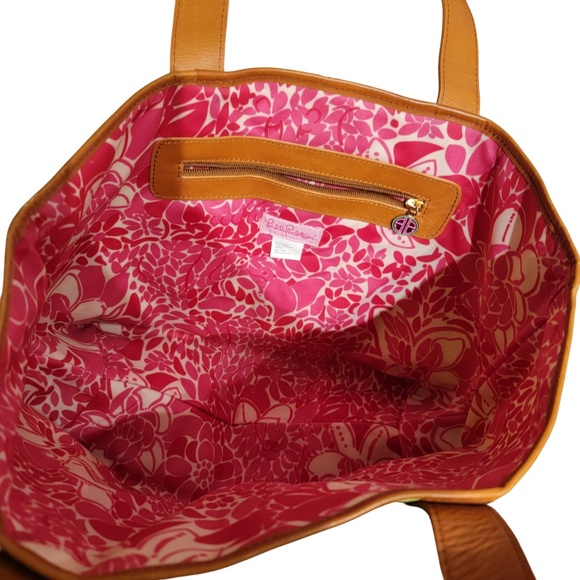 Lilly Pulitzer Quilted Lime Green Canvas Tote Off The Wagon Medium Shoulder Bag - Picture 7 of 10